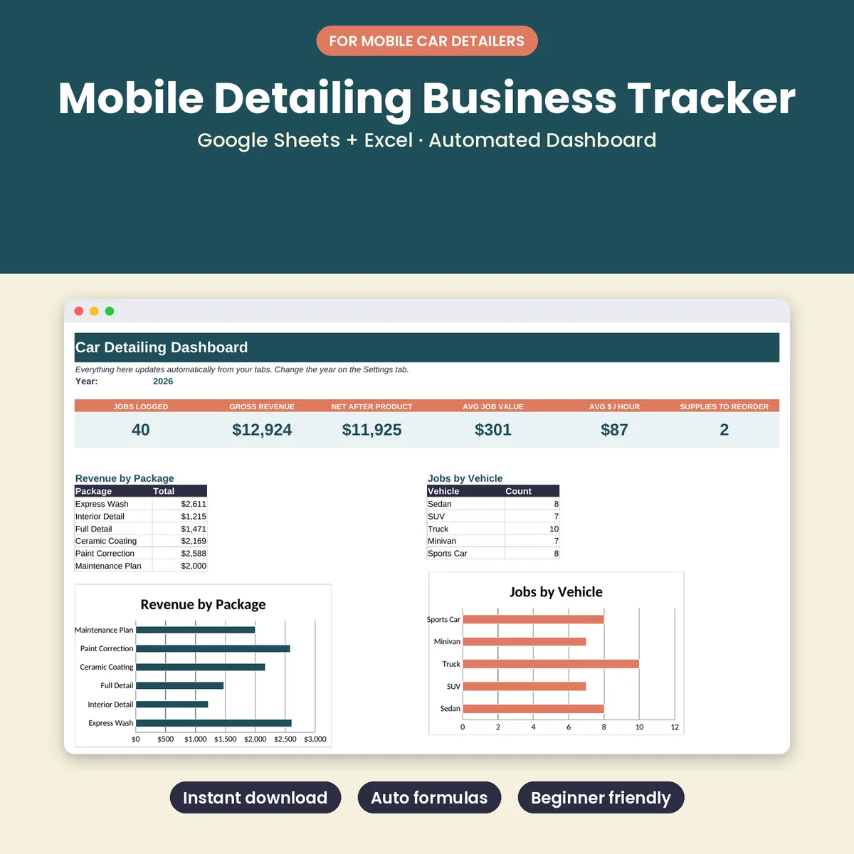 Mobile Detailing Business Tracker preview