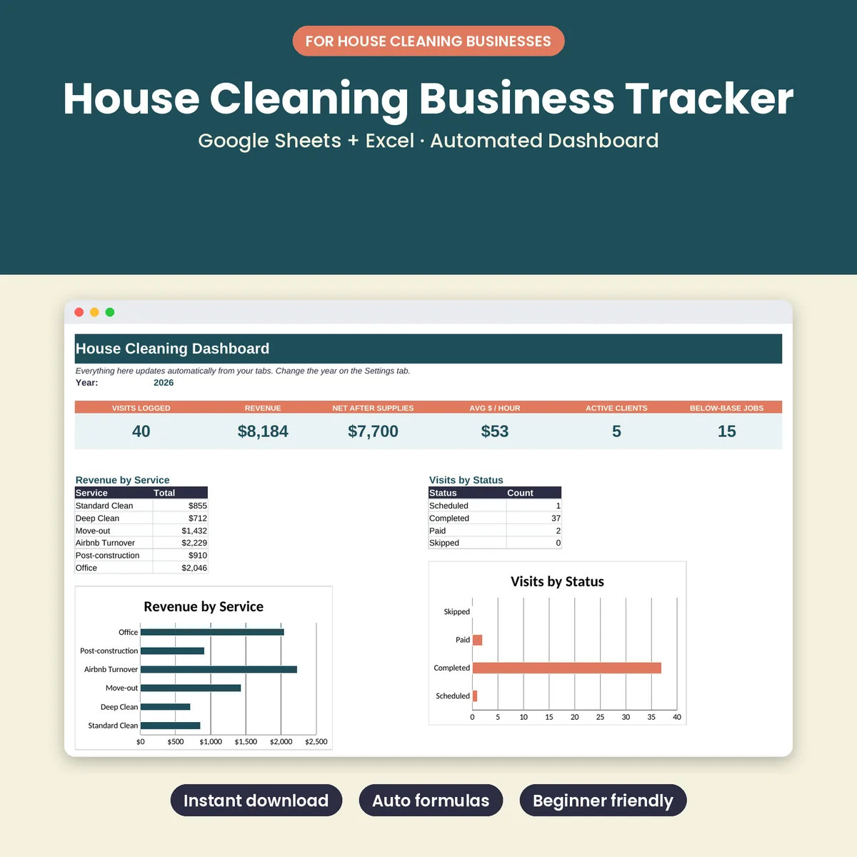 House Cleaning Business Tracker preview