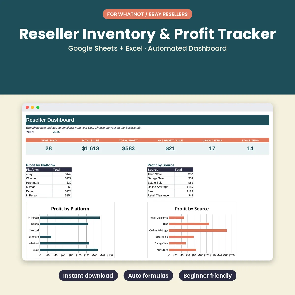 Reseller Inventory & Profit Tracker preview